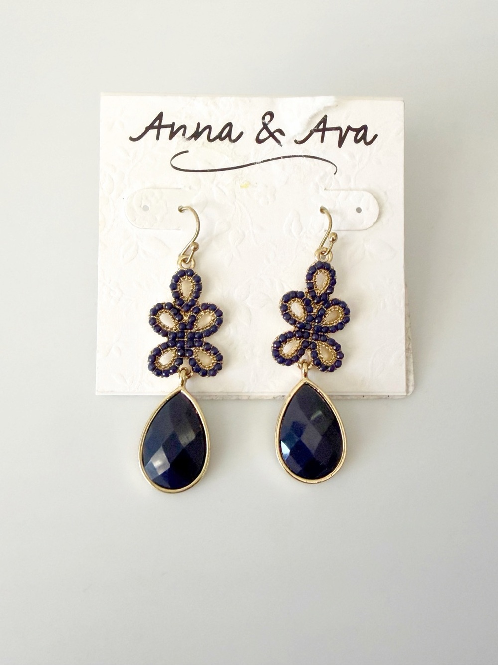 Anna & Ava Navy Blue Gold Tone Dangle Earrings